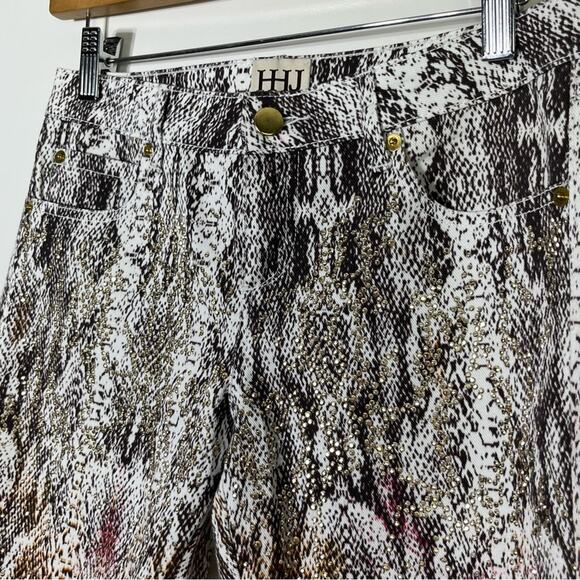 Haute Hippie Embellished Ombre Snakeprint Skinny Crop Jeans Size 26 - Picture 3 of 7